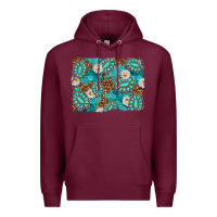 Burgundy Leopard and Turquoise Gemstone Background Premium Hoodie - texasbilliewilder