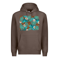 Coffee Leopard and Turquoise Gemstone Background Premium Hoodie - texasbilliewilder