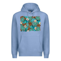 Colony Blue Leopard and Turquoise Gemstone Background Premium Hoodie - texasbilliewilder