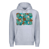 Heather Grey Leopard and Turquoise Gemstone Background Premium Hoodie - texasbilliewilder