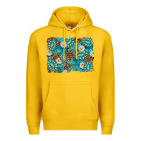 Lemon Leopard and Turquoise Gemstone Background Premium Hoodie - texasbilliewilder