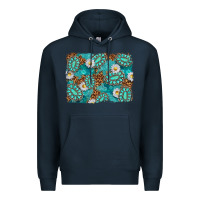 Navy Leopard and Turquoise Gemstone Background Premium Hoodie - texasbilliewilder