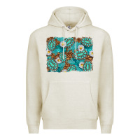 Oatmeal Heather Leopard and Turquoise Gemstone Background Premium Hoodie - texasbilliewilder