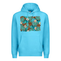 Ocean Blue Leopard and Turquoise Gemstone Background Premium Hoodie - texasbilliewilder