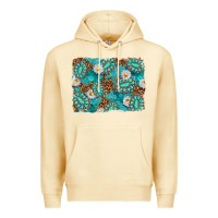Pina Colada Leopard and Turquoise Gemstone Background Premium Hoodie - texasbilliewilder