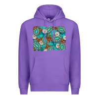 Purple Leopard and Turquoise Gemstone Background Premium Hoodie - texasbilliewilder