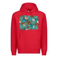 Red Leopard and Turquoise Gemstone Background Premium Hoodie - texasbilliewilder