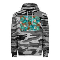 Slate Camo Leopard and Turquoise Gemstone Background Premium Hoodie - texasbilliewilder