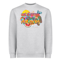 Heather Grey Life is better with my flip flops Heavyweight Sweatshirt - NancyCooperArtShop