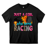 Black just a girl who loves racing Heavy Core Tee - Zillion Design Studio