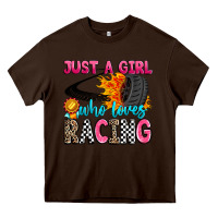 Chocolate Brown just a girl who loves racing Heavy Core Tee - Zillion Design Studio