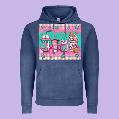 Pink Christmas Coffee Vintage Hoodie Designed By Jasminsmagicworld