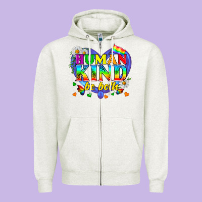 Lgbtq Pride Human Kind Be Both Zipper Hoodie Designed By Bundleandbundleshop