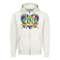 Oatmeal Heather LGBTQ Pride Human Kind Be Both Zipper Hoodie - BundleAndBundleShop