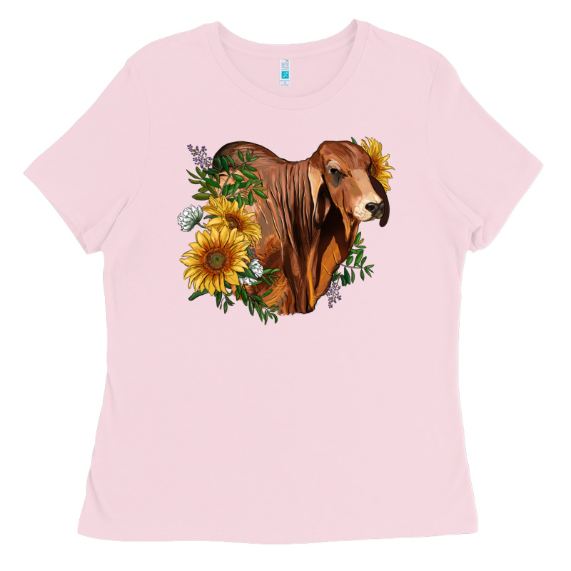 Brahman Bull With Sunflowers Ladies Tee by RanaPortraitStore | Teevron