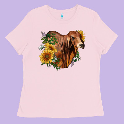 Brahman Bull With Sunflowers Ladies Tee Designed By Ranaportraitstore