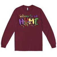 Burgundy welcome to our home Long Sleeve Tee - MaliasSmallBusiness