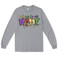 Heather Grey welcome to our home Long Sleeve Tee - MaliasSmallBusiness