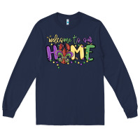 Navy welcome to our home Long Sleeve Tee - MaliasSmallBusiness