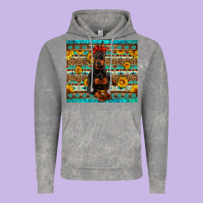 Doberman With Western Background Vintage Hoodie Designed By Artiststas