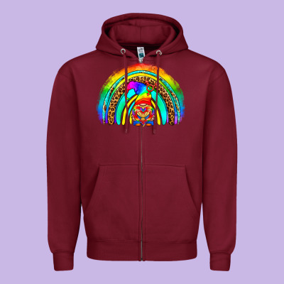 Lgbtq Pride Gnome Rainbow Zipper Hoodie Designed By Bundleandbundleshop