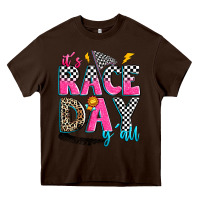 Chocolate Brown it's race day y'all Heavy Core Tee - Zillion Design Studio