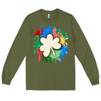 Army Green st patricks day shamrock autism Long Sleeve Tee - MaliasSmallBusiness