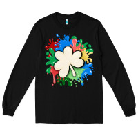 Black st patricks day shamrock autism Long Sleeve Tee - MaliasSmallBusiness