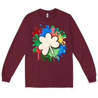 Burgundy st patricks day shamrock autism Long Sleeve Tee - MaliasSmallBusiness