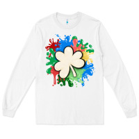 White st patricks day shamrock autism Long Sleeve Tee - MaliasSmallBusiness