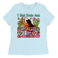 Baby Blue i just smile and say god bless Ladies Tee - Zillion Design Studio