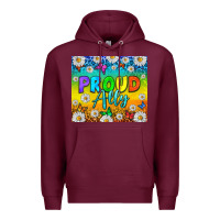 Burgundy LGBTQ+ proud ally with daisy Premium Hoodie - NancyCooperArtShop
