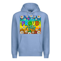 Colony Blue LGBTQ+ proud ally with daisy Premium Hoodie - NancyCooperArtShop