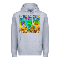 Heather Grey LGBTQ+ proud ally with daisy Premium Hoodie - NancyCooperArtShop