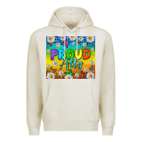 Oatmeal Heather LGBTQ+ proud ally with daisy Premium Hoodie - NancyCooperArtShop