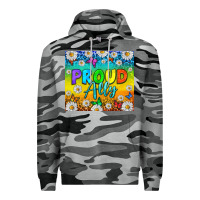 Slate Camo LGBTQ+ proud ally with daisy Premium Hoodie - NancyCooperArtShop