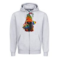 Heather Grey LGBTQ+ Pride Gnome With Candy Zipper Hoodie - BundleAndBundleShop