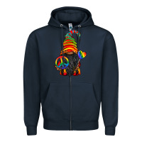 Navy LGBTQ+ Pride Gnome With Candy Zipper Hoodie - BundleAndBundleShop