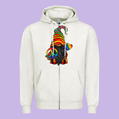 Lgbtq+ Pride Gnome With Candy Zipper Hoodie Designed By Bundleandbundleshop
