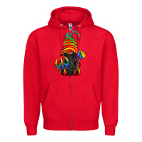Red LGBTQ+ Pride Gnome With Candy Zipper Hoodie - BundleAndBundleShop