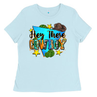 Baby Blue hey there cowboy Ladies Tee - Zillion Design Studio