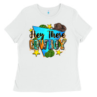 White hey there cowboy Ladies Tee - Zillion Design Studio