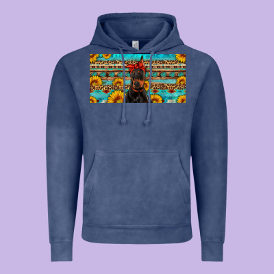 Doberman With Sunflowers License Plate Vintage Hoodie Designed By Artiststas