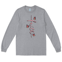 Heather Grey faith cross Long Sleeve Tee - MaliasSmallBusiness