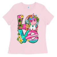 Bubblegum Pink love summer unicorn Ladies Tee - texasbilliewilder