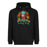 Black happy turkey day sunflower Heavyweight Hoodie - RanaPortraitStore