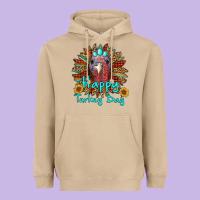 Happy Turkey Day Sunflower Heavyweight Hoodie Designed By Ranaportraitstore