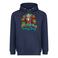 Navy happy turkey day sunflower Heavyweight Hoodie - RanaPortraitStore