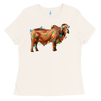 Bone brahman bull with christmas lights Ladies Tee - RanaPortraitStore