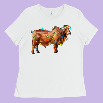 Brahman Bull With Christmas Lights Ladies Tee Designed By Ranaportraitstore
